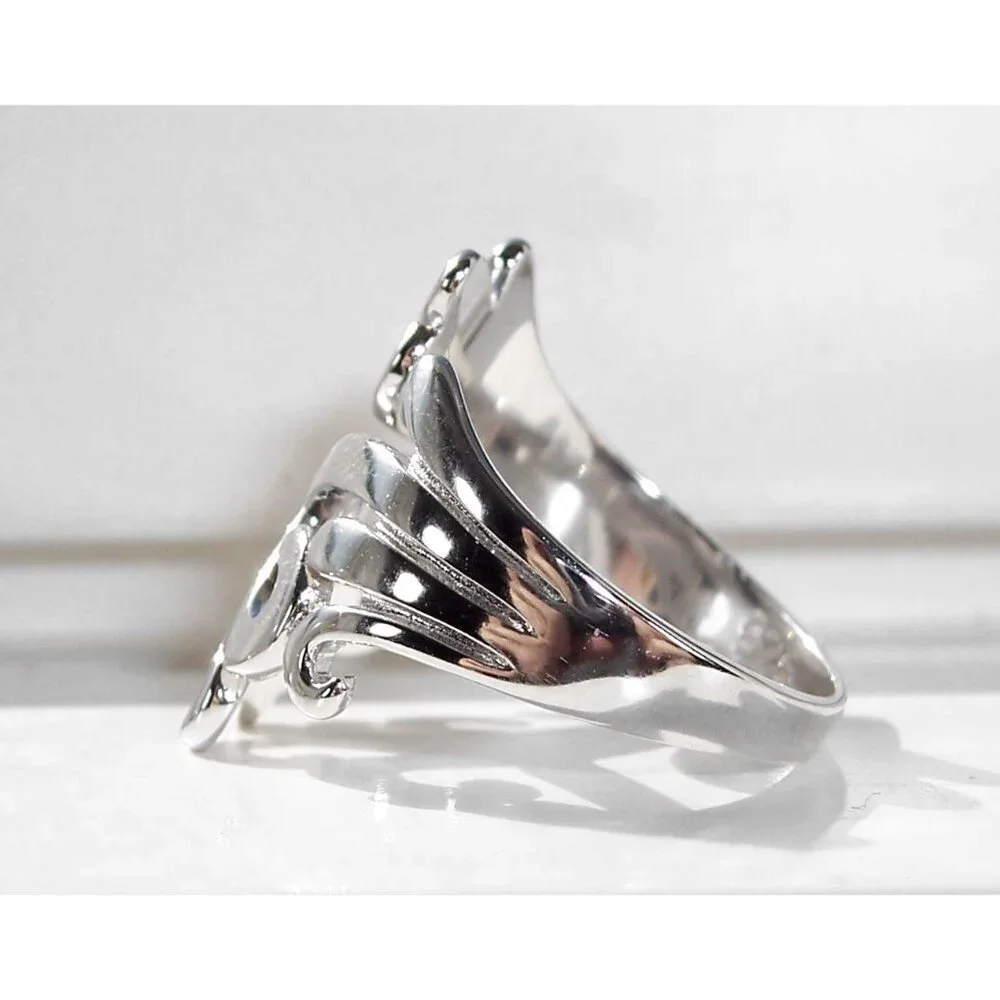925 STERLING SILVER Waves Swirls Statement Ring - Picture 8 of 15